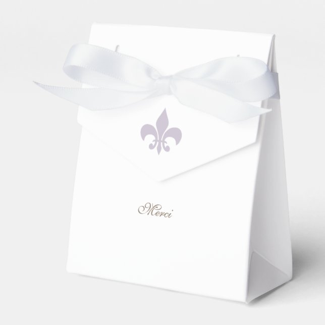 French Regency Lila Lilie Merci Wedding Geschenkschachtel (Vorderseite)