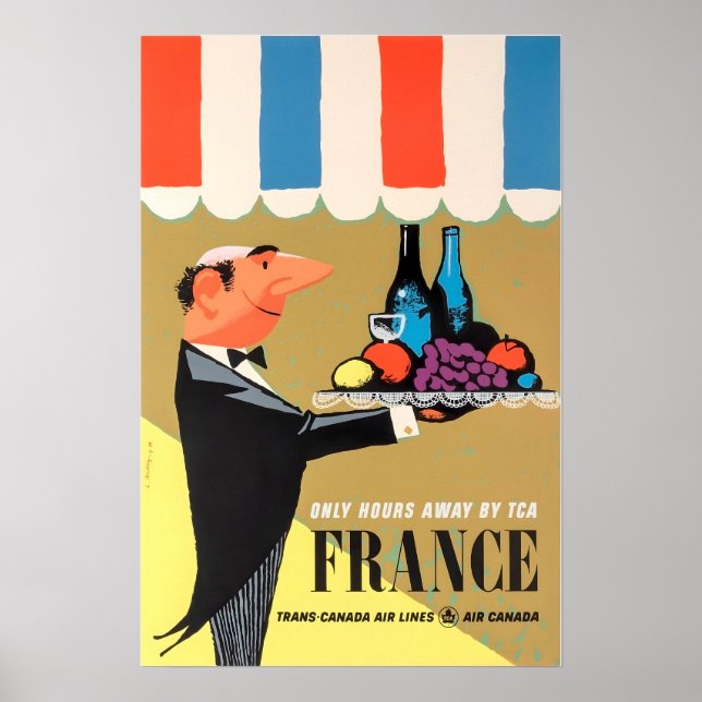 French Restaurant Art France Travel Poster Print T (Vorne)