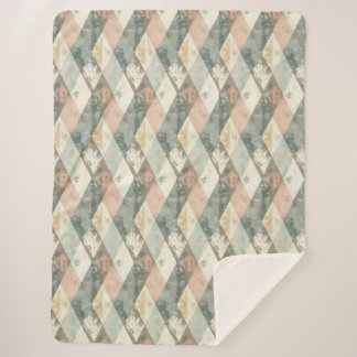 French Retro Harlequin Sherpa Blanket Sherpadecke