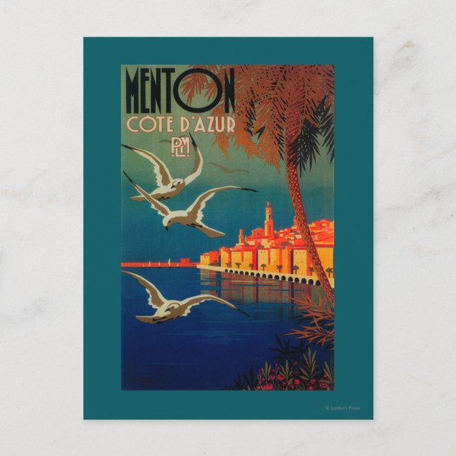 French Riviera Travel Poster # 1 Postkarte (Vorderseite)