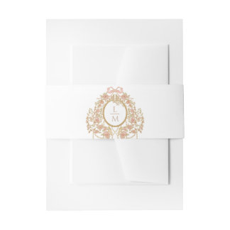 French Rococo Rose Monogram Wedding Einladungsbanderole