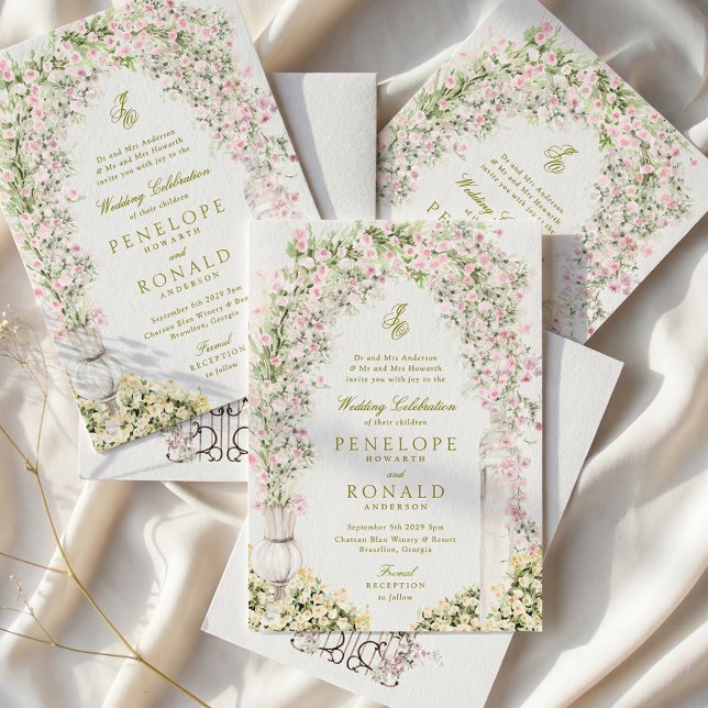 french romantic garden arch monogram royal wedding einladung (Von Creator hochgeladen)