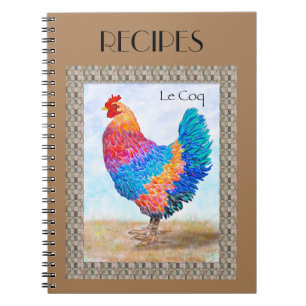 French Rooster Recipe Notebook Notizblock