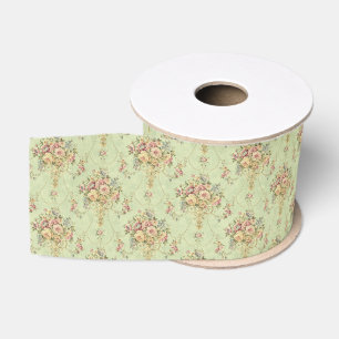 French Sage Green Viktorianisch Style Floral Rokok Ripsband