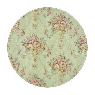 French Sage Green Viktorianisch Style Floral Rokok Schneidebrett