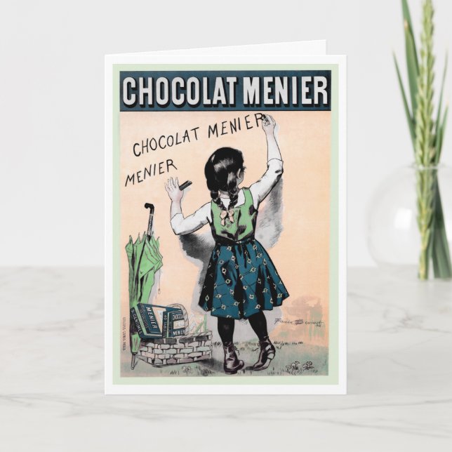 FRENCH "SCHOKOLADE" VINTAGE POSTERART GREETING KARTE (Vorderseite)