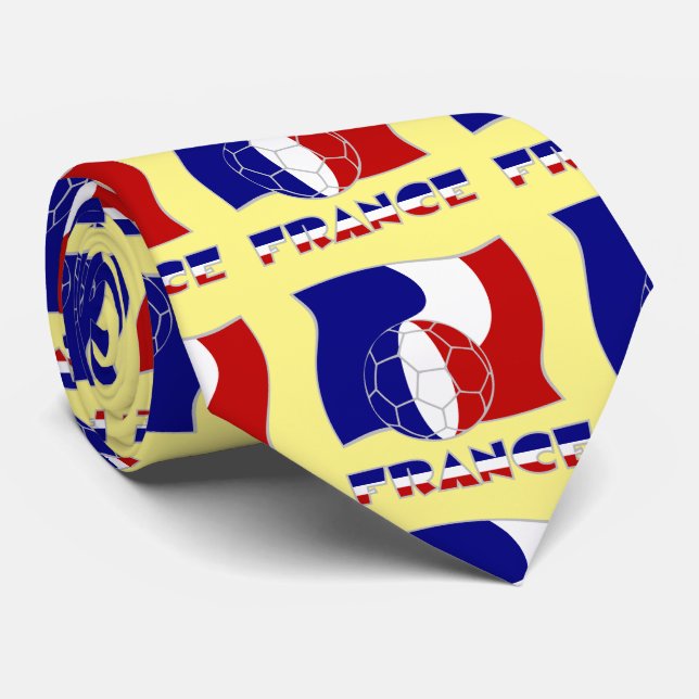 French Soccer Ball and Flag Krawatte (Gerollt)