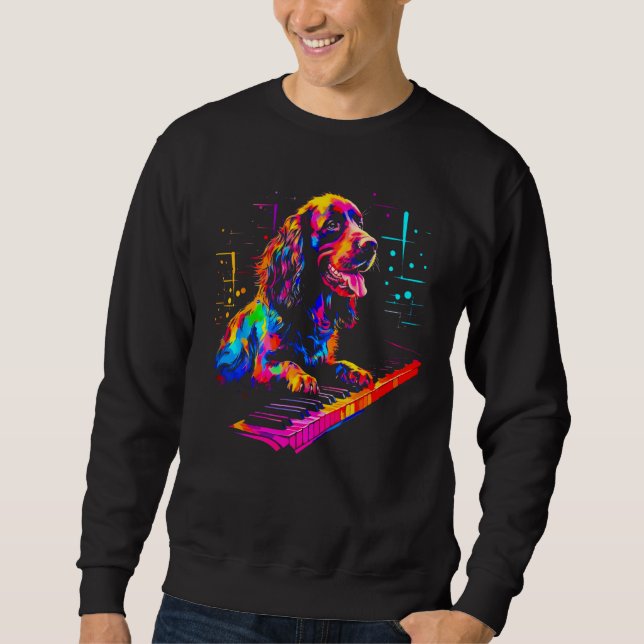 French Spaniel Dog Piano Sweatshirt (Vorderseite)