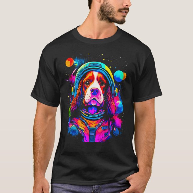 French Spaniel Dog Space Science T-Shirt (Vorderseite)