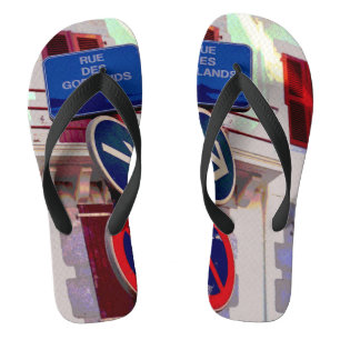 French Street Signs Flip Flops