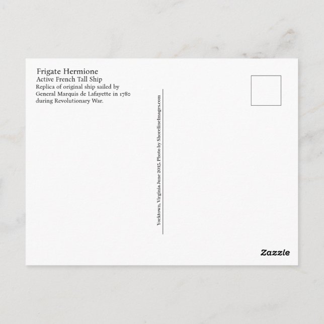 French Tallship Hermione Postkarte (Rückseite)