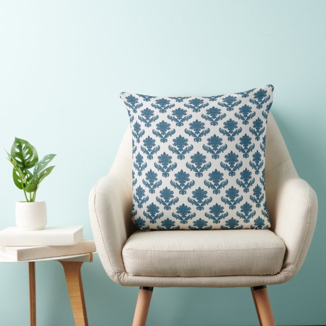 French Tapestry Blue and White Kissen (Stuhl )