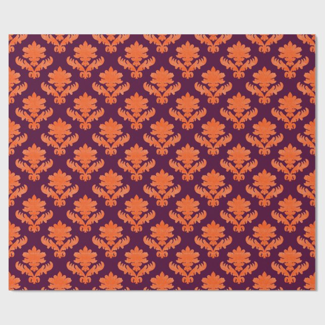 French Tapestry Orange Burgundy Geschenkpapier (Flach)