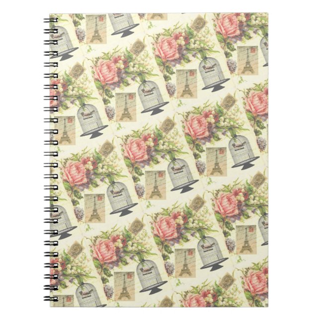 French Theme Vintag Paris Spiral Notebook Notizblock (Vorderseite)