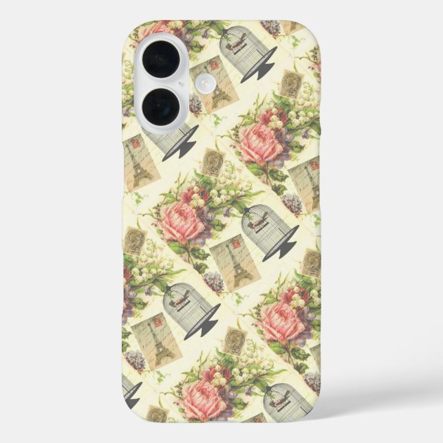 French Theme Vintage Paris iPhone 16 Hülle (Rückseite)