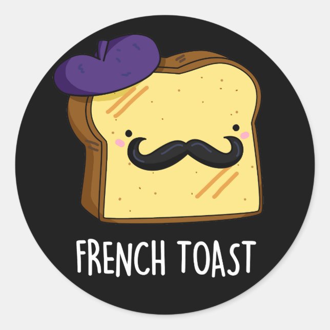 French Toast Funny Brot Pub Dark BG Runder Aufkleber (Vorderseite)