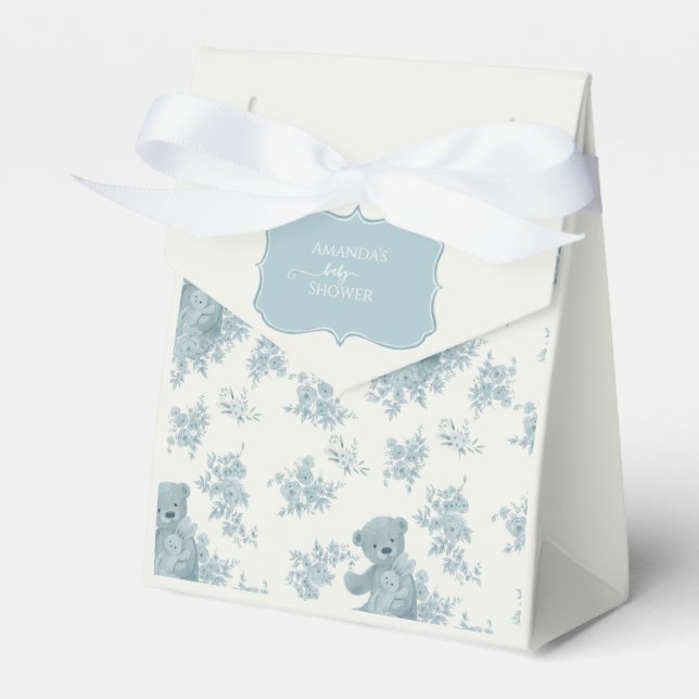 French Toile Bear und Bunny Baby Dusche Geschenkschachtel (Vorderseite)
