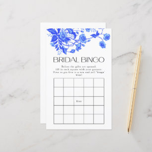 French Toile Blue Floral Bridal Bingo Game