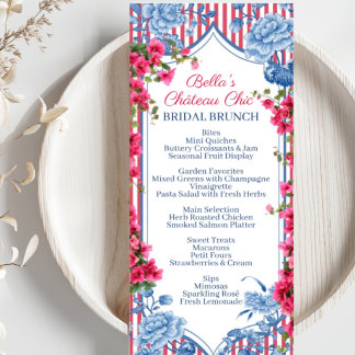 French Toile Bridal Shower, Garden Party, Bridal  Menükarte