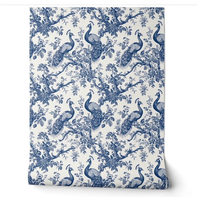French Toile Peacock Muster Tapete (Abrollen)
