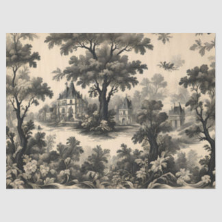French Toile - Schwarzes Design auf Creme Seidenpapier
