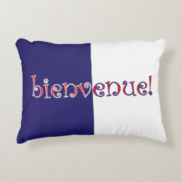 French Tricolor Bienvenue Willkommen Dekokissen