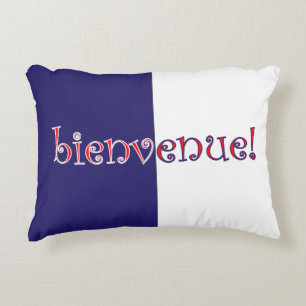 French Tricolor Bienvenue Willkommen Dekokissen