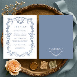 French Victorian Dusty Blue Wedding Details Einladung