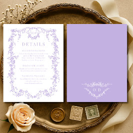 French Victorian Purple Lilac Wedding Details Einladung
