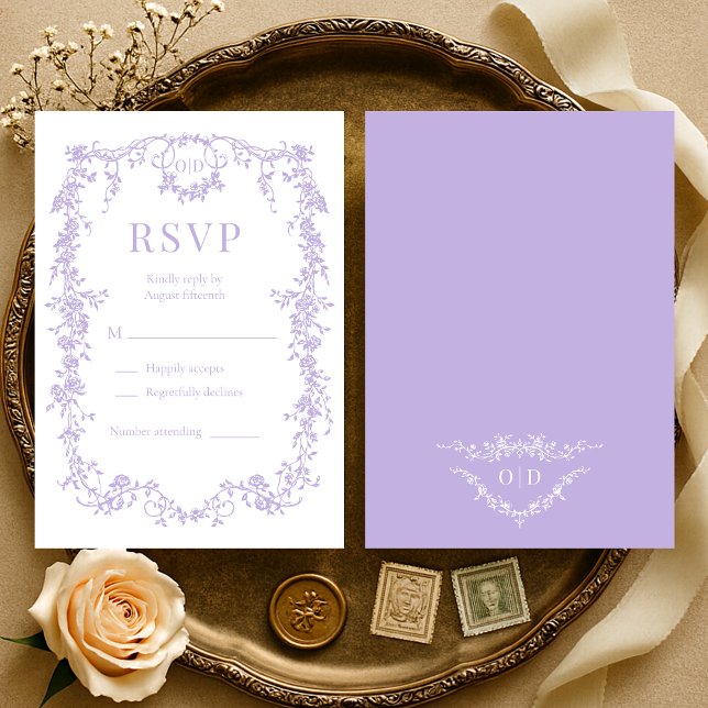 French Victorian Purple Lilac Wedding RSVP  (Von Creator hochgeladen)