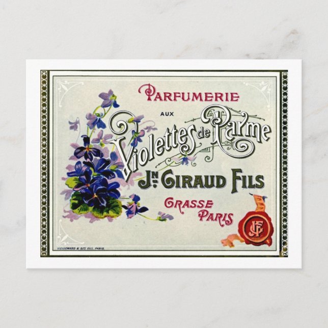 French Violette Parfüm Label Postkarte (Vorderseite)