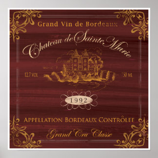 French Wine LabelArt:Bordeaux Poster