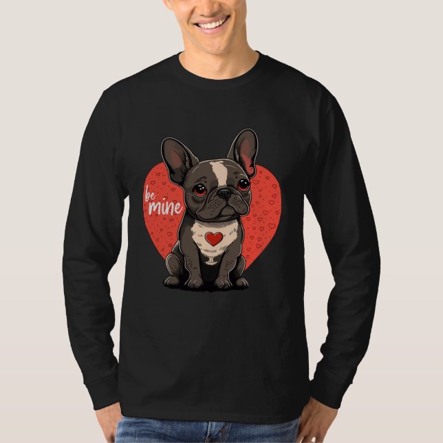 Frenchbulldog with Heartdecoration  Valentinesday T-Shirt (Vorderseite)