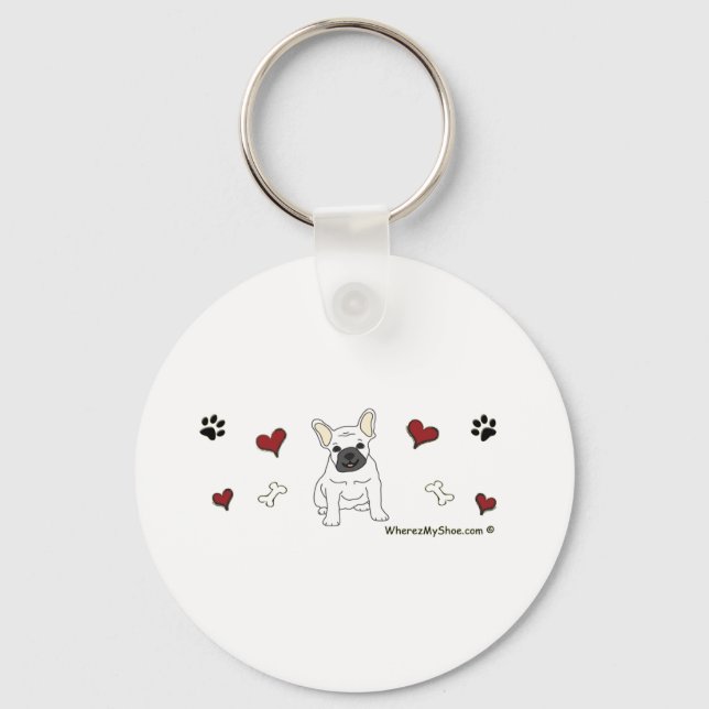 FrenchBulldogWht Schlüsselanhänger (Vorderseite)
