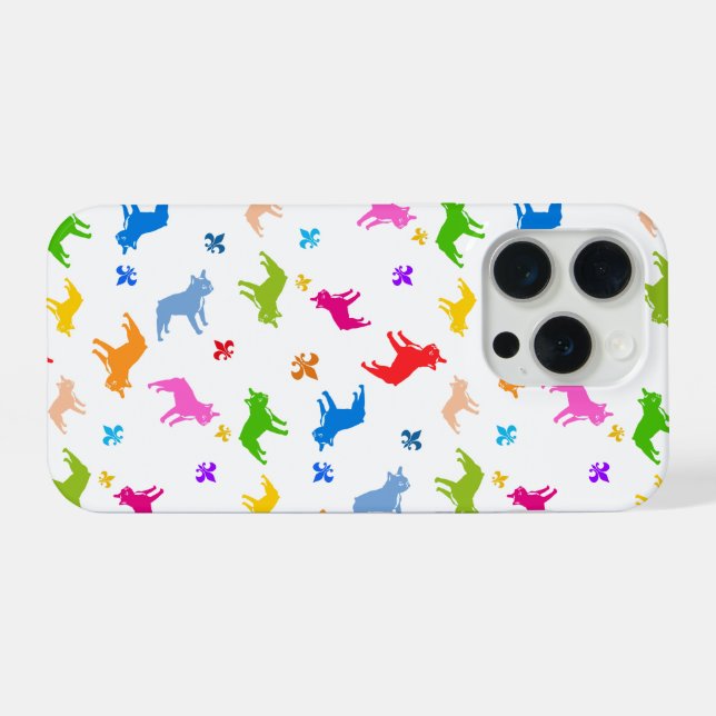 Frenchie auf klar iPhone 15 pro hülle (Rückseite (Horizontal))
