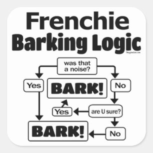 Frenchie Barking Logic Quadratischer Aufkleber