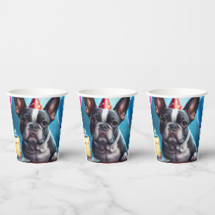 Frenchie Birthday Bash: Ein Niedlicher französisch Pappbecher