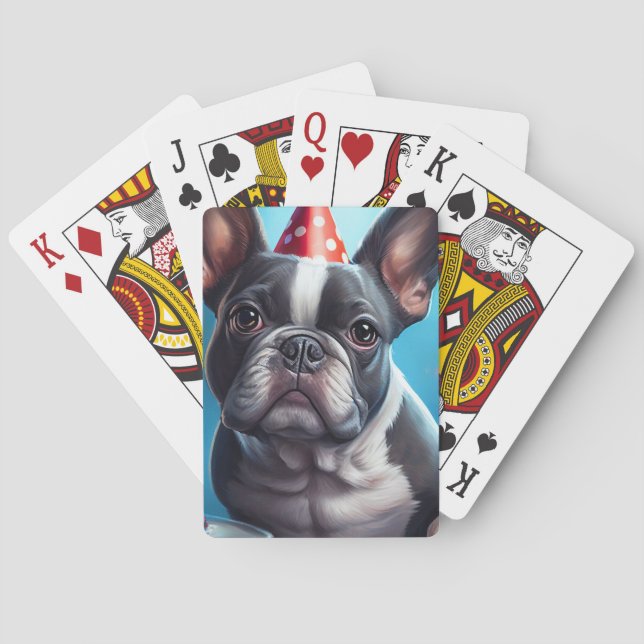 Frenchie Birthday Bash: Ein Niedlicher französisch Spielkarten (Rückseite)