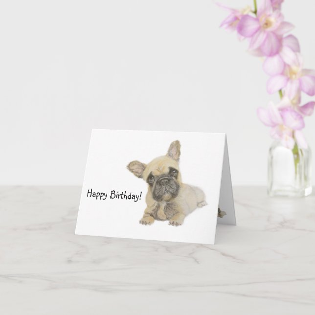 Frenchie Birthday Karte (Orchidee)