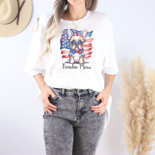 Frenchie Bulldog Mom Patriotic USA Flag  Tri-Blend Shirt (Von Creator hochgeladen)