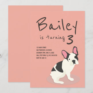 Frenchie Bulldog Welpe Hund zum Geburtstag Einladu Einladung