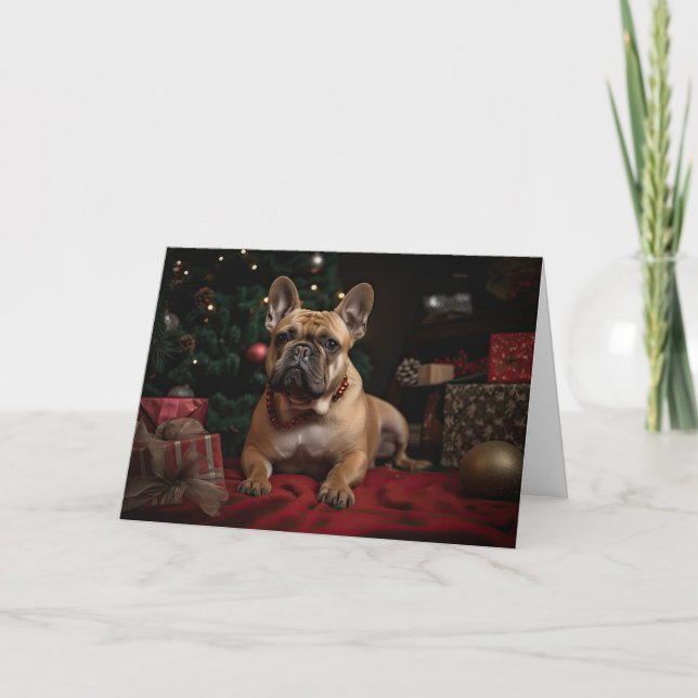 Frenchie Christmas Feiertagskarte (Vorderseite)
