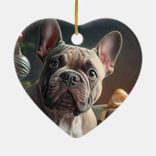 Frenchie Christmas Keramik Ornament