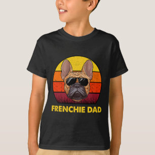 Frenchie Dad Retro Sonnenuntergang Sonnenbrille Mä T-Shirt