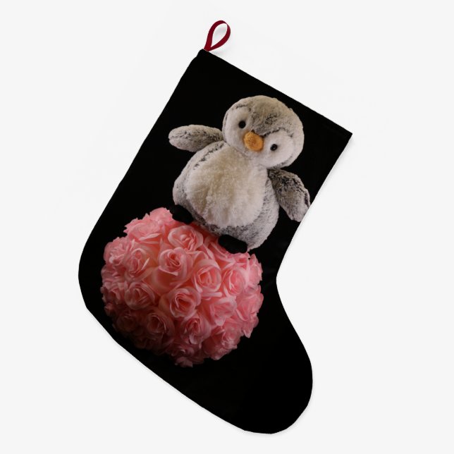 Frenchie der Penguin-Strumpf Großer Weihnachtsstrumpf (Vorderansicht (hängend))
