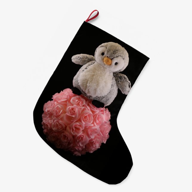 Frenchie der Penguin-Strumpf Großer Weihnachtsstrumpf (Vorderansicht (hängend))