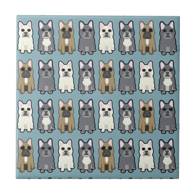 Frenchie Freunde Fliese (Vorderseite)