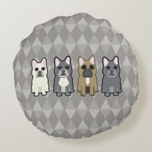 Frenchie Freunde Rundes Kissen
