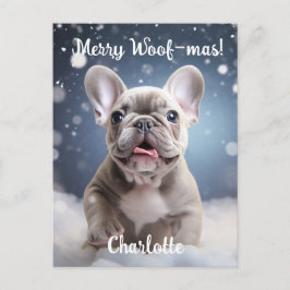 Frenchie Frosty Bliss Anpassbar Postkarte