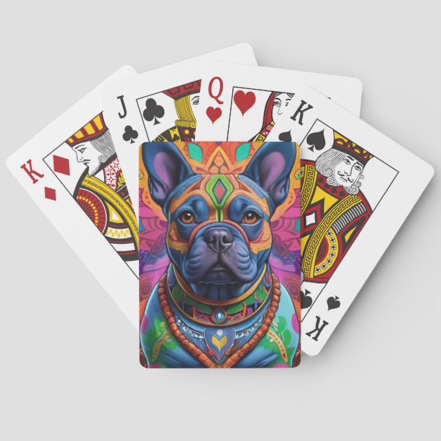 Frenchie Fun Birthday Fantasy Spielkarten (Rückseite)